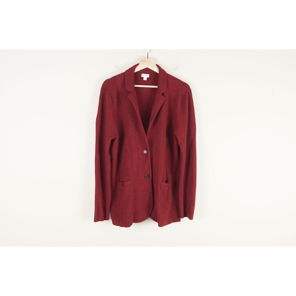 J Crew Factory Knit Red Button Front Sweater Blazer Womens Sz XL